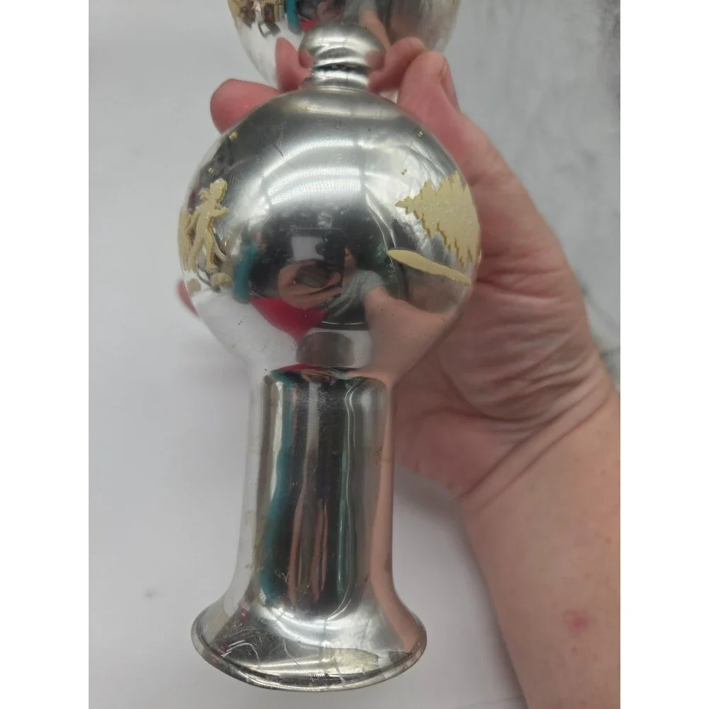 Vintage Mid Century Mercury Glass Finial Christmas Tree Topper 15